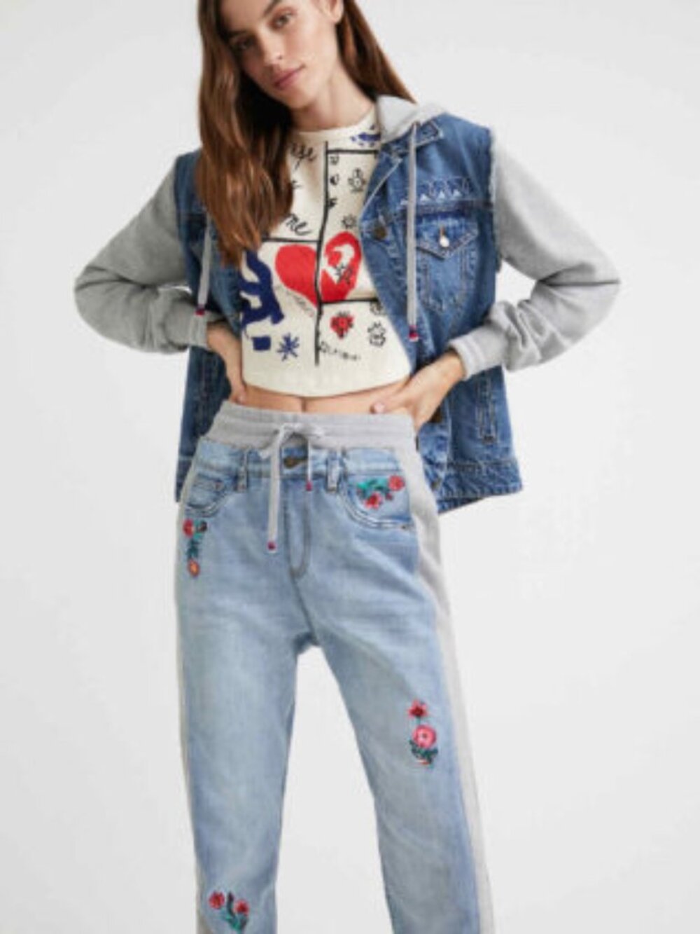 NWT Desigual Floral Denim Jogger “Catalina” Size XXS